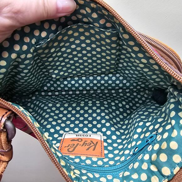 Fossil Key Per Coated Canvas Orange Fruit Print Crossbody Shoulder Bag - Picture 9 of 10